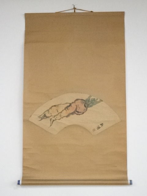JAPANESE HANGING SCROLL / HAND PAINTED / CARROT